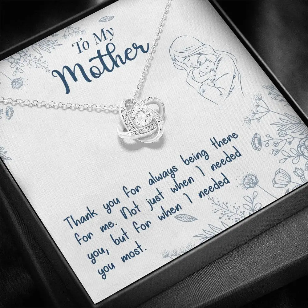 To My Mother Thank You for Always Being There Necklace Gift for Mom - Gift Set Necklace with Message Card, Necklace Gift Set for Her Birthday Christmas Pendant Chain Necklace