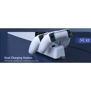 NexiGo Dual Charging Station Dock with Lights for PS5 DualSense Controllers, Wireless Protection Gaming Console Accessory, White