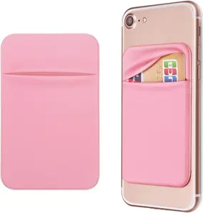 Cell Phone Pocket Self Adhesive Card Holder Stick On Wallet Sleeve with Adhesive ID Credit Card  Card Holder for  Android 2 PACK PINK
