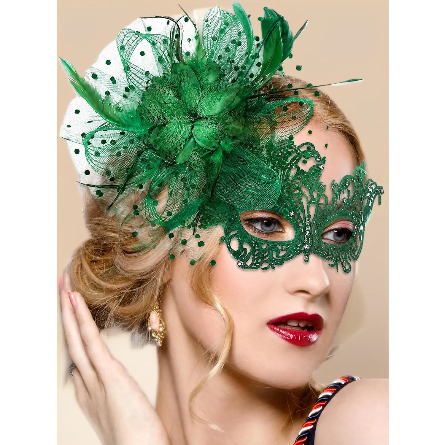 Women's Lace Masquerade Mask –  Flower Eyemask for Halloween,  Mardi Gras & Masquerade Ball