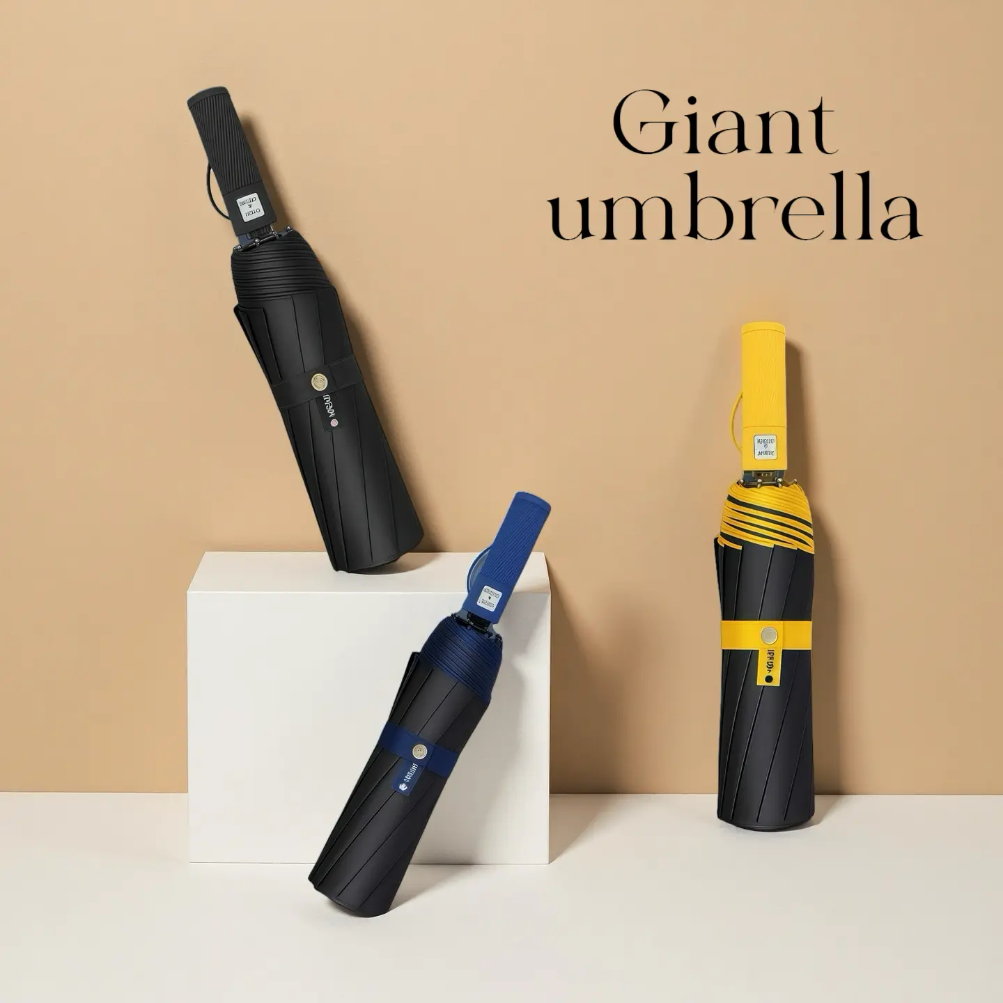 50in Large Waterproof Golf Umbrella - 20-Rib Double Reinforced Windproof Frame, Hydrophobic Top, Instant Dry Tech, Heavy-Duty All-Weather Sun Protection, Semi-Automatic Quick Open Foldable Rolling Travel Umbrella for 2-3 People
