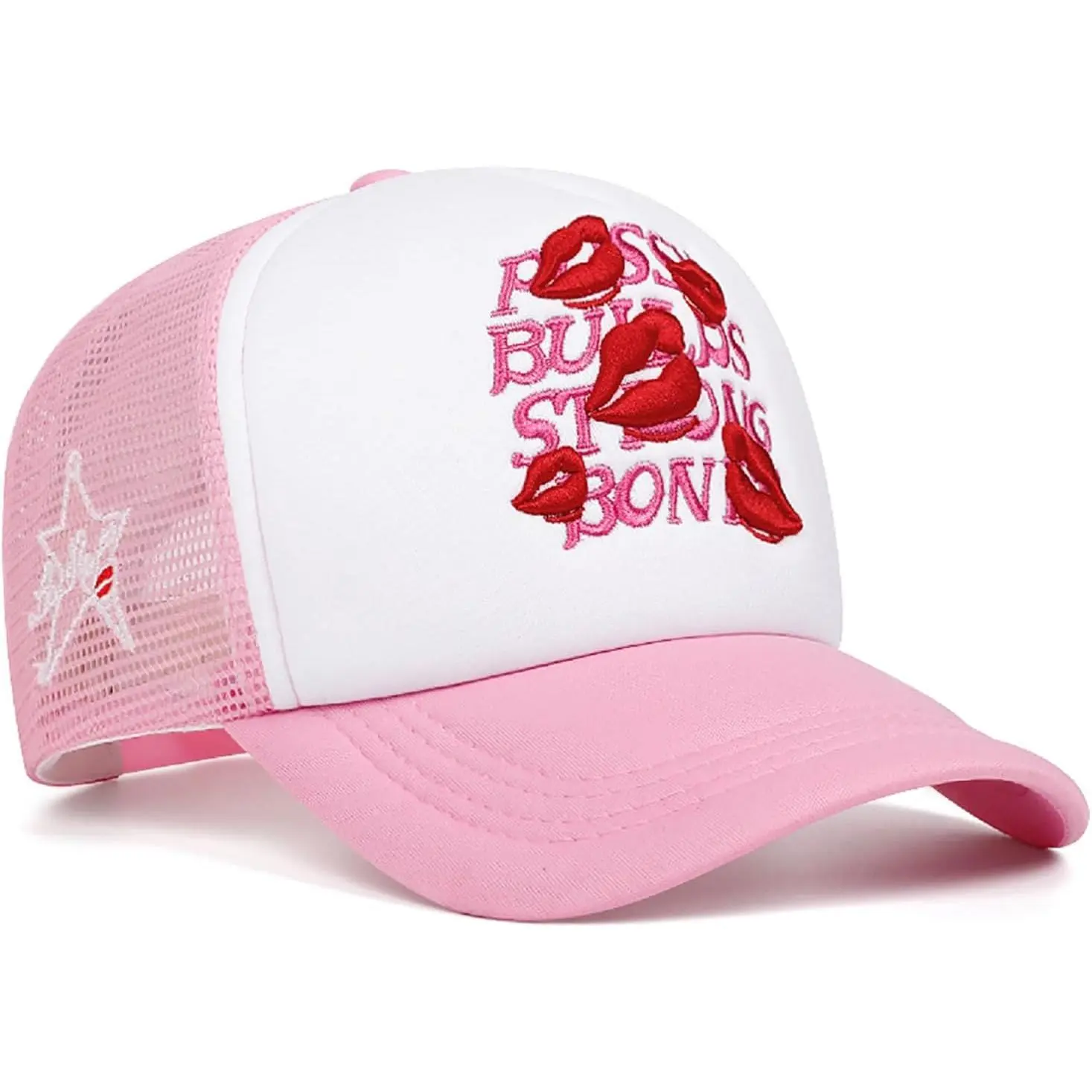 UMiCHOi Embroidery Trucker Hat Cute Dad Hat Mesh Lip Star Baseball Caps for Men Women Youth