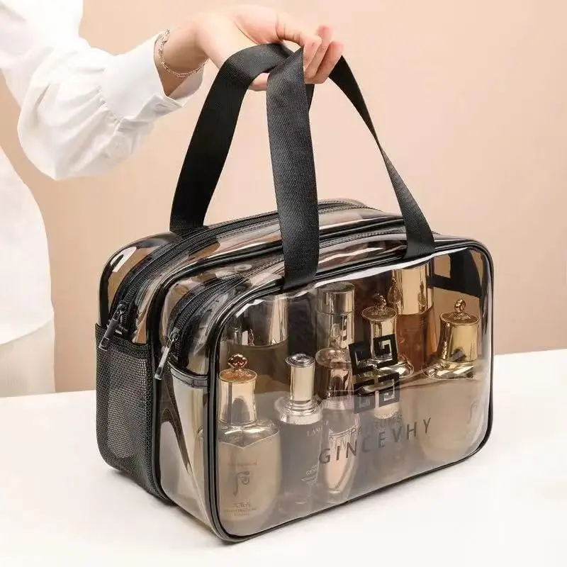 Transparent Waterproof Toiletry Storage Bag, for Vacation and Daily Beauty Supplies Arrangement, Travel Makeup Organizer, Stain Resistant Portable Travel Wash Bag