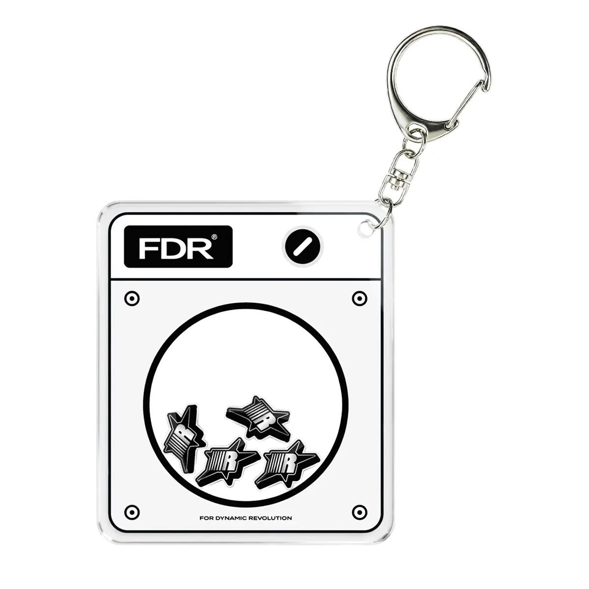 FDR R-Star Interactive Square Acrylic Durable Shaker Keychain, Ideal Gift for Fashion Accessory Enthusiasts