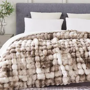 60x80 Inches-Soft Fuzzy Faux Fur Plush Twin Size Blanket - Thick, Warm for Couch, Sofa, Bedroom, Camping - Decorative Blanket for Cozy Warmth, Bubble Brown Tie Dye