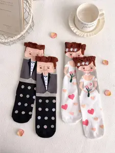 2 Pairs Bride and Groom Socks, Couple Wedding Crew Socks,  Mr & Mrs Engagement Gifts for Bride and Groom Wedding Love