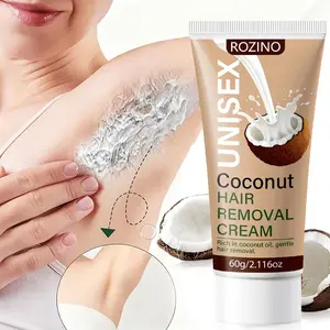 Rozino Coconut Oil Hair Removal Cream 60g, Body Care, Unisex, Gentle and Nourishing Formula for All Skin Types, Effortless Depilation for Men and Women