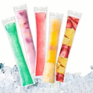 100Pcs BPA-Free Ice Candy Bags, Leakproof DIY Popsicle Molds Disposable Ice Pop Bags, Reusable Zip-Top Freezer Tubes for Homemade Popsicles