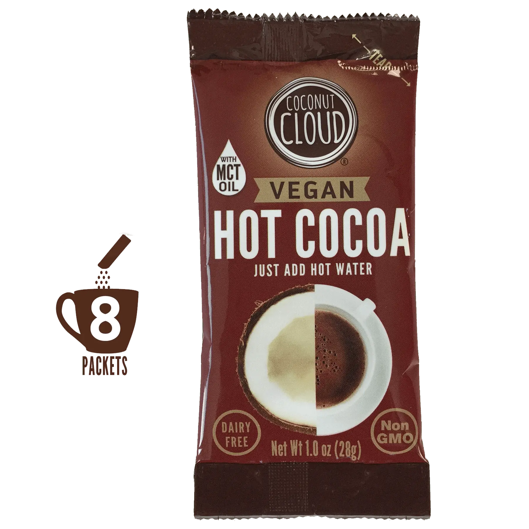 COCONUT CLOUD: Hot Chocolate Stick Packs - Dairy Free Hot Cocoa Sticks with Coconut Powdered Milk & MCT Oil, Vegan, Non-GMO, Gluten-Free, Soy-Free
