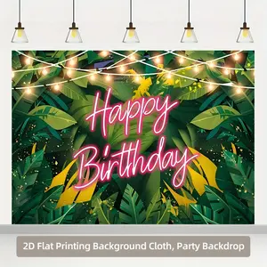Palm Leaf Birthday Party Backdrop Banner, Perfect for Celebrations & Anniversaries, Family Gatherings, Holiday Decor, Cake Table Background