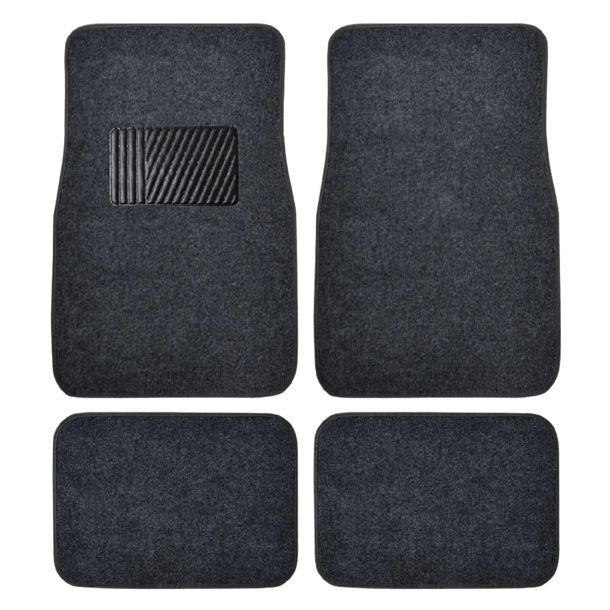 BDK Premium 4PC Carpet Floor Mats with Vinyl Safety Heel Pad, Anti-Skid Car Mats for Trucks, SUVs, Coupes, Sedans, Dark Gray (MT-100-DG), Car Mats Cars, Anti-Skid Floor Mats