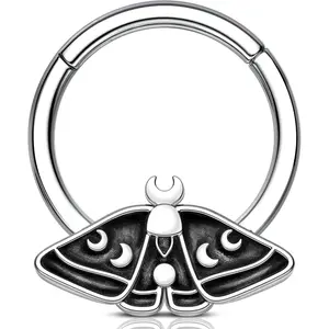 16G Halloween Septum Ring Moth Helix Earring 316L Stainless Steel Daith Earring 10mm Septum Clicker For Women Gothic Cartilage Earring