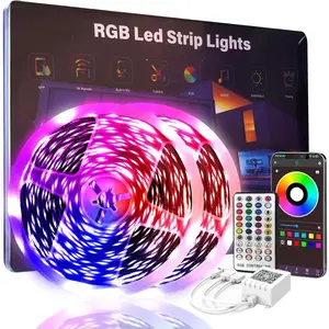 200 FT Led Lights for Bedroom (2 Rolls 100 FT), Music Synchronized Smart Led Strip Lights, Ultra Long with Remote Application Control Bluetooth LED Lights, Color Change RGB Light