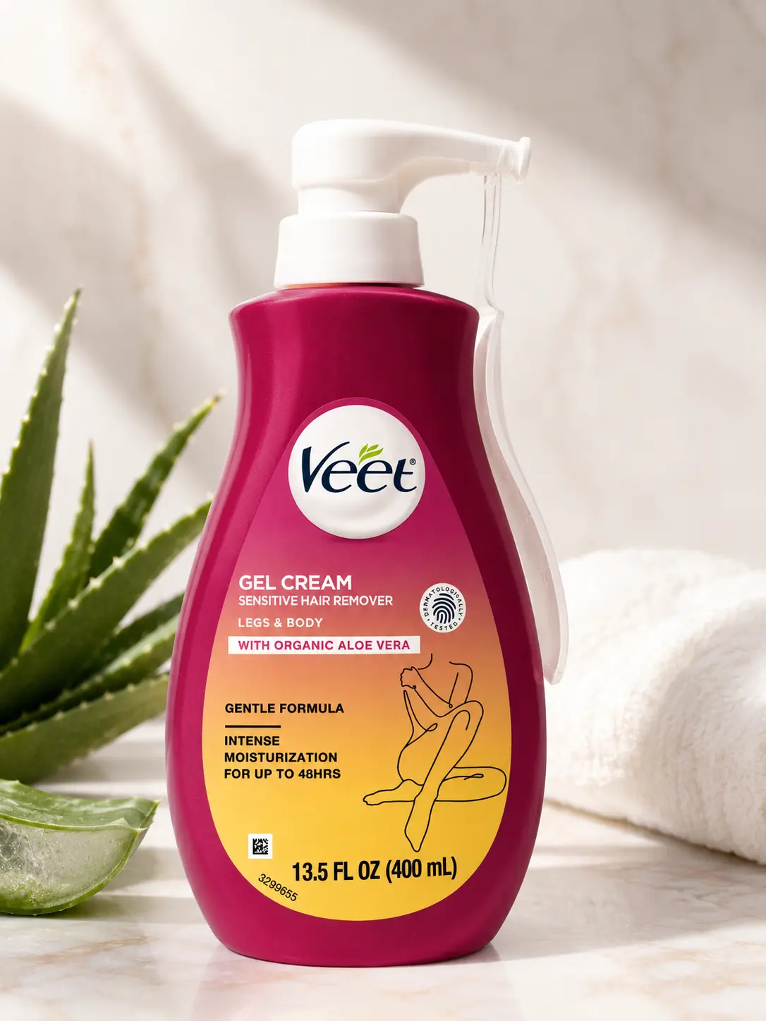 Veet Hair Removal Cream, Body Hair Remover For Women, Sensitive Skin, 13.5 FL oz