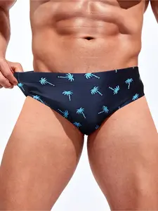 Men's patterned graphic drawstring triangle underwear, men's Compression swimwear, summer beach swimming shorts Activewear