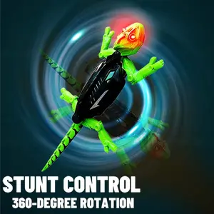 Wall Crawler Lizard Remote Control Toy Electric Lizard with LED Neon Eyes 360° Drift Reptile Fun Indoor Party Gift Idea Family Game Holiday