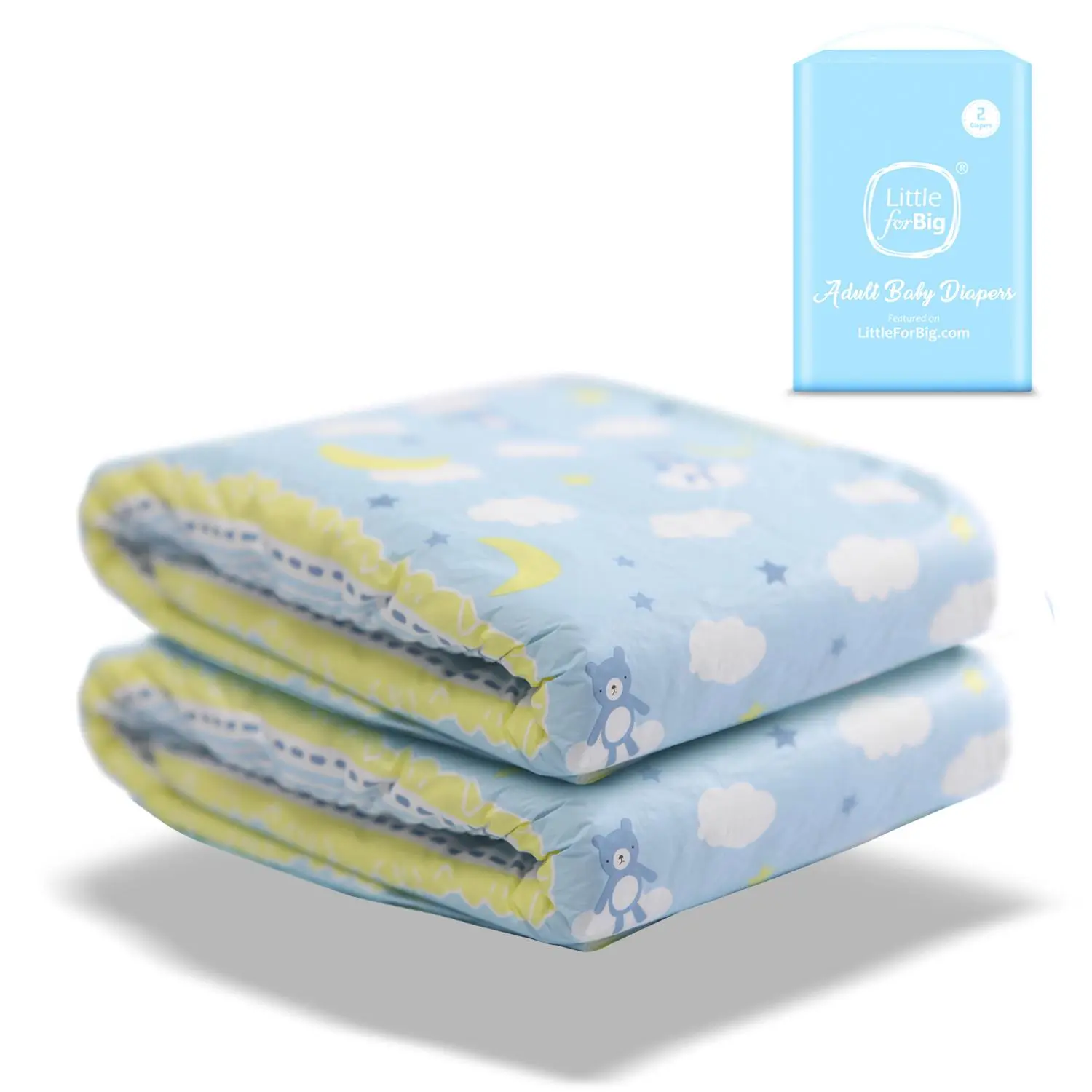 LittleForBig Little Dreamers Printed Adult Brief Diapers - Soft, Skin-Friendly, High Absorbency (2 Pieces, Medium/Large) | Beauty Products