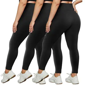 Plus-size 7/8 Length Yoga Pants, High-waisted Buttery-soft Workout Leggings, Butt-lifting Tummy Control Running Tights, Euro-American Style