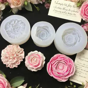 3D Flower Silicone Mold Set (3 Pieces), Perfect for Making Candles, Resin Art, Soap, Aromatherapy Stones, Crafts, and Various Holiday Decorations Such as Birthday, Valentine's Day, and Wedding Decorations.