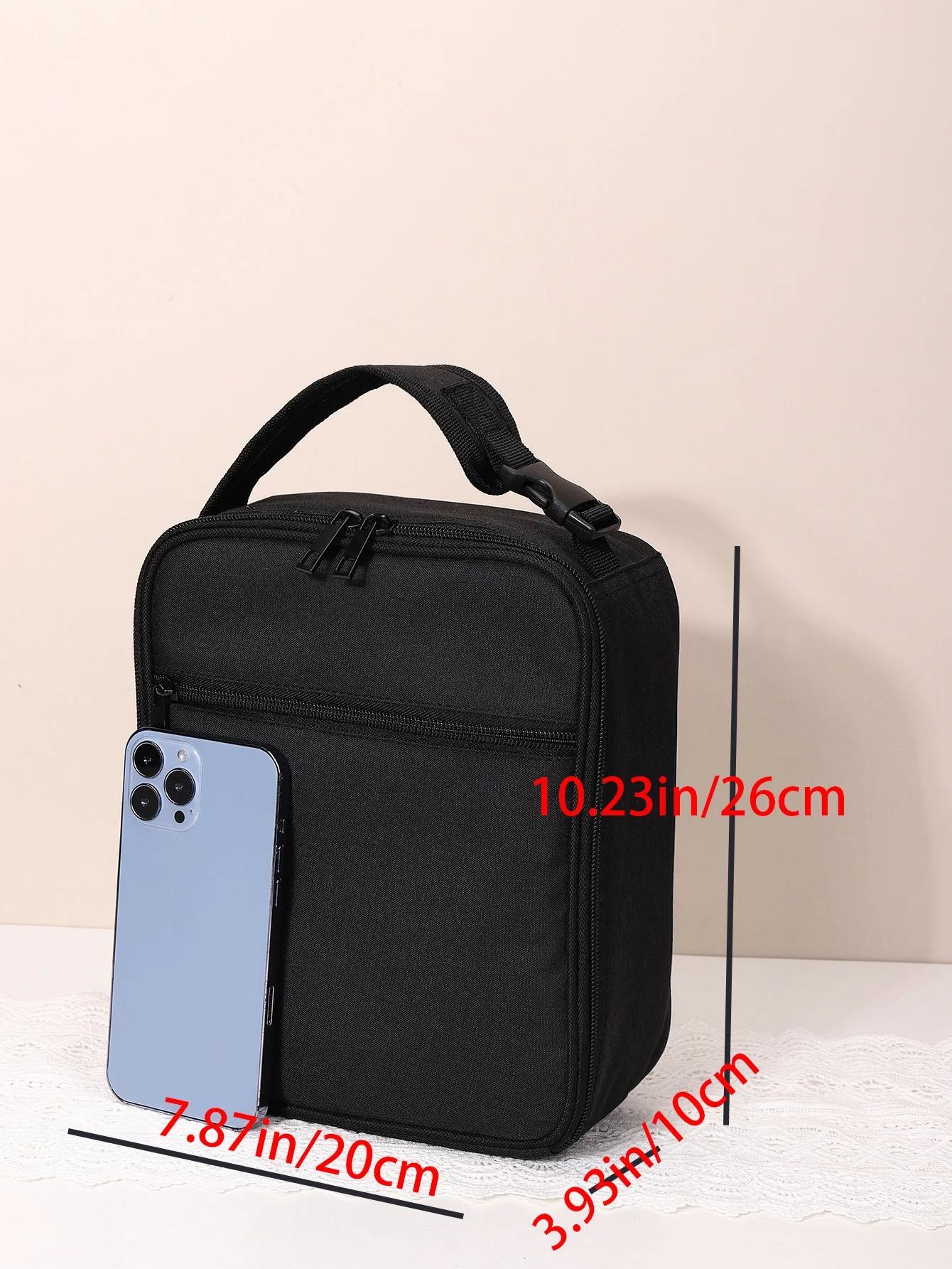 Unisex Pure Color Lunch Bag with Handle Card Buckle Design Thermal Insulation Reusable for Daily Commuting Back to SchoolCamping