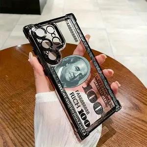 US Dollar Bill Phone Case Compatible with for samsung for galaxy S25 S24 S23 S22 S21 FE Ultra Plus 4G 5G, Transparent Soft Back Cover for Drop Protection.