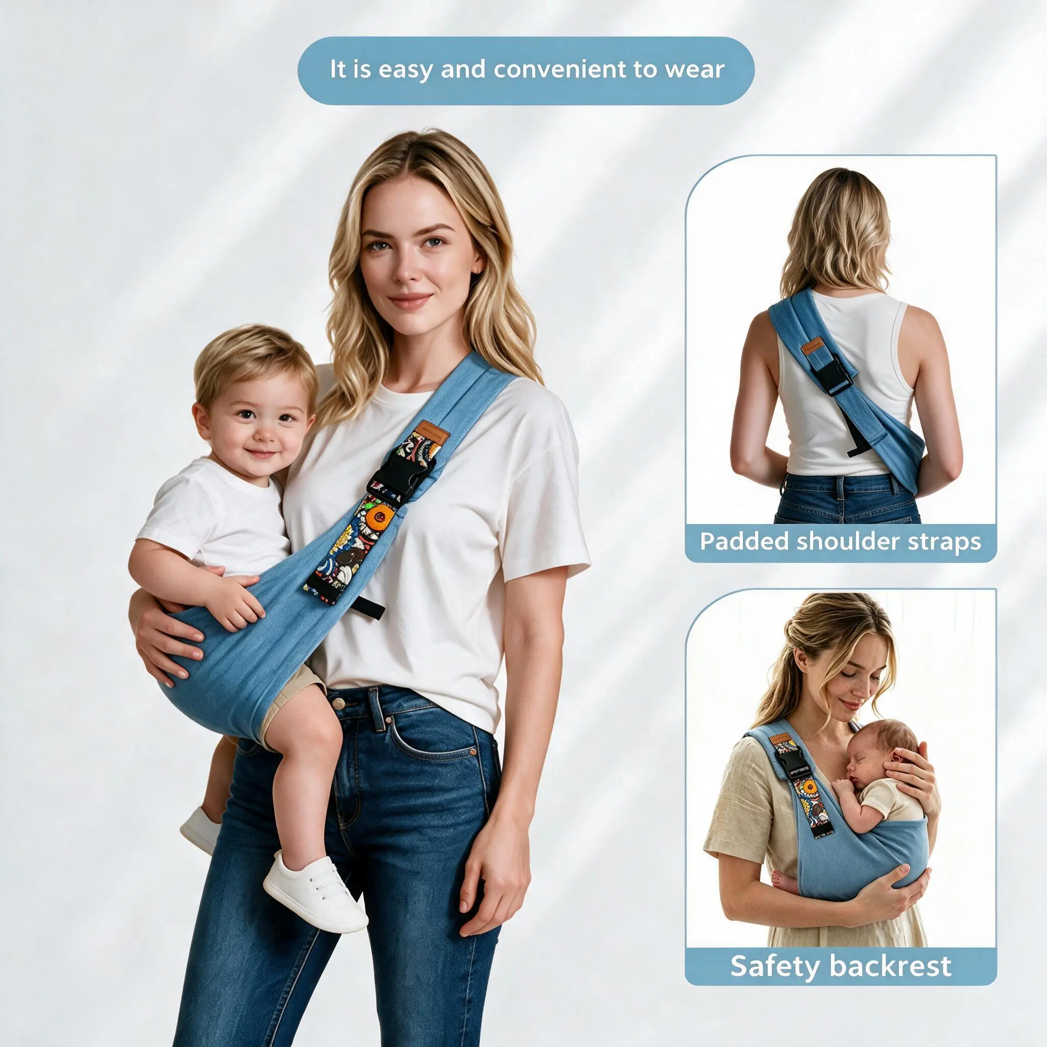 Hands Free Leopard Print Baby Sling Carrier | Lightweight Anti-Slip Infant Wrap | Newborn Must Have Travel Essential 20-25 lbs baby carrier