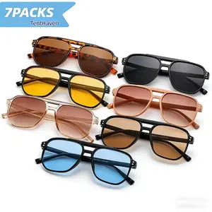 7 Pack Fashion Sunglasses for Women & Men, Trendy Retro UV Protection Shades with 7 Color Options, Lightweight PC Frame & Lenses - Stylish Eyewear Set for Daily Wear, Parties & Outdoor Activities