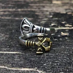 GTHIC Ancient Egyptian Symbol  Ankh Cross Stainless Steel Ring for Men Women Statement Jewelry