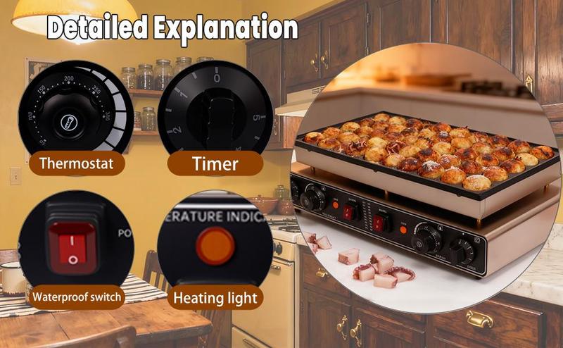 Commercial Mini Pancake Maker, Stainless Steel Pancake Maker Machine with Waterproof Switch & Even Heating, 110V Non-Stick Dutch Pancake Baker for Fast Cooking, Coffee Shop, Party (50pcs)