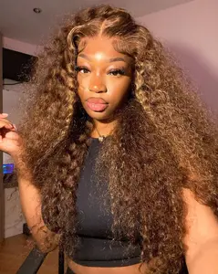 ZLIKE 300% Density Luxury Custom Highlight Water Wave Wigs Deep Curly Wave Transparent Lace Frontal Honey Blond Wig Virgin Human Hair Wigs Super Double Drawn #SummerVibes