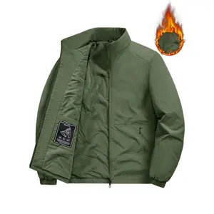 Men's Fashion Fleece-Lined Basic Casual Jacket with Zipper Pockets Solid Color Comfortable Everyday Wear