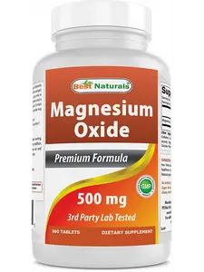 Best Naturals Magnesium Oxide 500mg 360 Tablets - 1 Year Supply - Magnesium for Immune Support, Muscle Recovery, Leg Cramps, Relaxation
