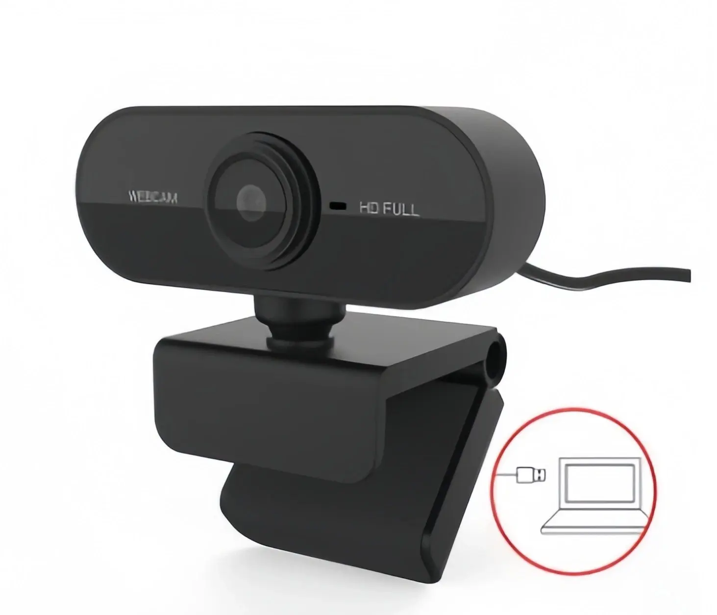 1080P Fixed Focus Built-in Webcam with 120-Degree Wide Angle, 360° Horizontal & 180° Vertical Adjustability, Built-in Microphone, USB Cable, Easy Setup for Desktop & Laptop (Compatible with Tripods)