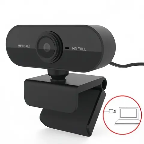 Fixed-Focus Computer Webcam with 120-Degree Wide-Angle Lens, 360° Horizontal/180° Vertical Adjustment, Built-In Microphone, USB Cable, 1920x1080 1080p/30fps, PC Accessories Live Streaming Gadget for Home Office Desktops & Laptops
