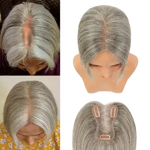 Vasilia Hair Toppers for Women 10/14inch Grey Hair Toppers 100% Remy Hair Toppers for Women with Thinning Hair Straight Hair Toppers for Women Clip in Hair Toppers for Wide parting&Cover gray hair Mother's Day 2026 New Year gifts