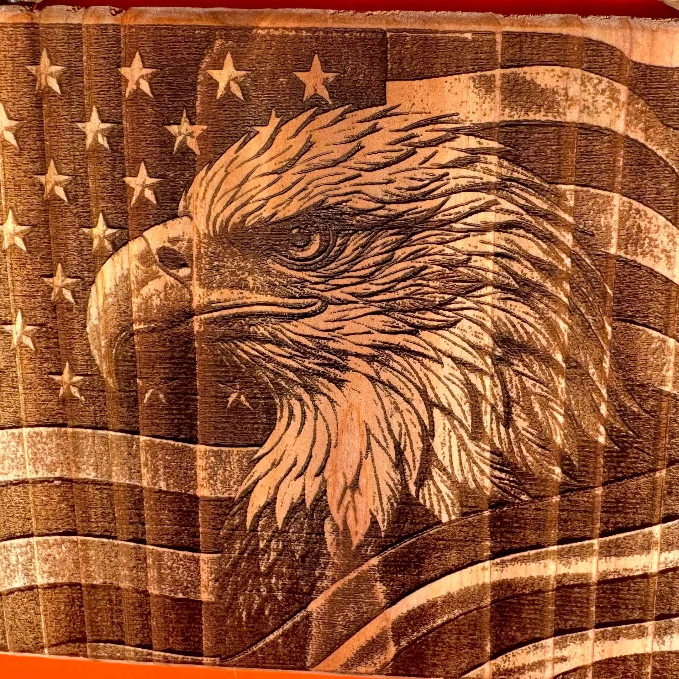 American Bald Eagle Flag Patriotic Hanging Sign 5.5" x 4", Decor, One Piece