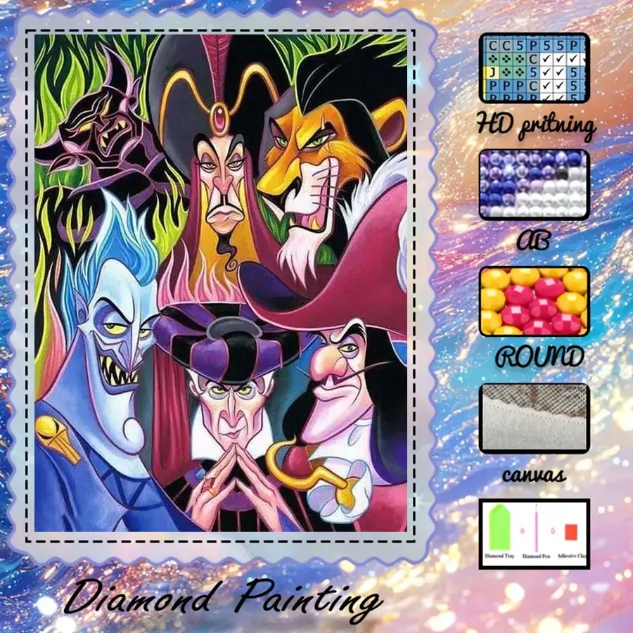 5D-DIY, DIY Kits, high-end velvet canvas, diamond art, diamond painting kit, evil character AB diamonds, fairy dust diamonds, crystal diamonds, perfect home decoration, handmade diamond art painting kit, special craft diamond art kit, Diamond Art Set