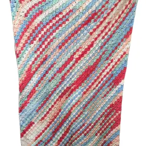 Handmade Crochet Throw Blanket with Colorful Striped Pattern - Soft and Cozy Design