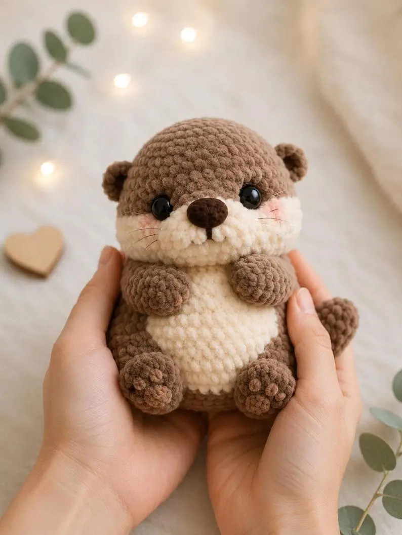 Cute Handmade Crochet Otter Plush | Kawaii Amigurumi Otter | Soft Animal Doll | Gift for Otter Lovers