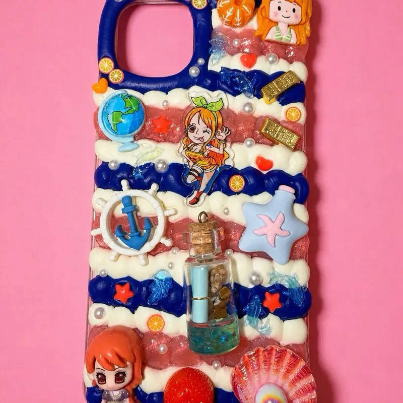Coastal Anime-Inspired Decoden Phone Case for iPhone 12, iPhone 12 Pro