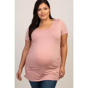 PinkBlush Pink Ruched Short Sleeve Plus Maternity Top