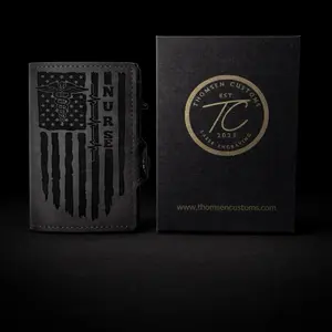 Nurse American Flag Gray Pop Up Wallet RFID