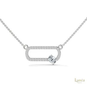 0.60 CT. Oval Link Diamond Pendant | Lab Grown | 14K Gold & Platinum