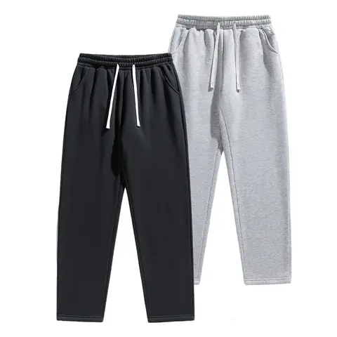 Men’s Cotton-Blend Casual Pants - Mens Clothing, Mid-Rise Waist, Slim Fit, Classic Straight Leg, Clean Streamlined Design, Fitted Body-Hugging Cut, H Type Hem, Versatile All-Season Bottoms
