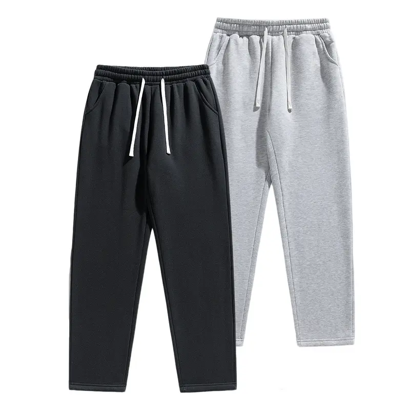 Men’s Cotton-Blend Casual Pants - Mens Clothing, Mid-Rise Waist, Slim Fit, Classic Straight Leg, Clean Streamlined Design, Fitted Body-Hugging Cut, H Type Hem, Versatile All-Season Bottoms