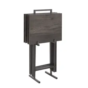 Foldable TV Trays for Eating Set of 4 with Stand Folding TV/Snack Tray Table Set Folding TV Dinner Tables for Small Space  (Slate)