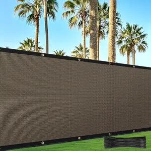 Screen Fence, 4' x 50', Heavy Duty Brown Mesh Shade Net Cover with Brass Grommets for Garden, Yard, Wall, Backyard, Chain Link Fence - Includes 75 Zip Ties