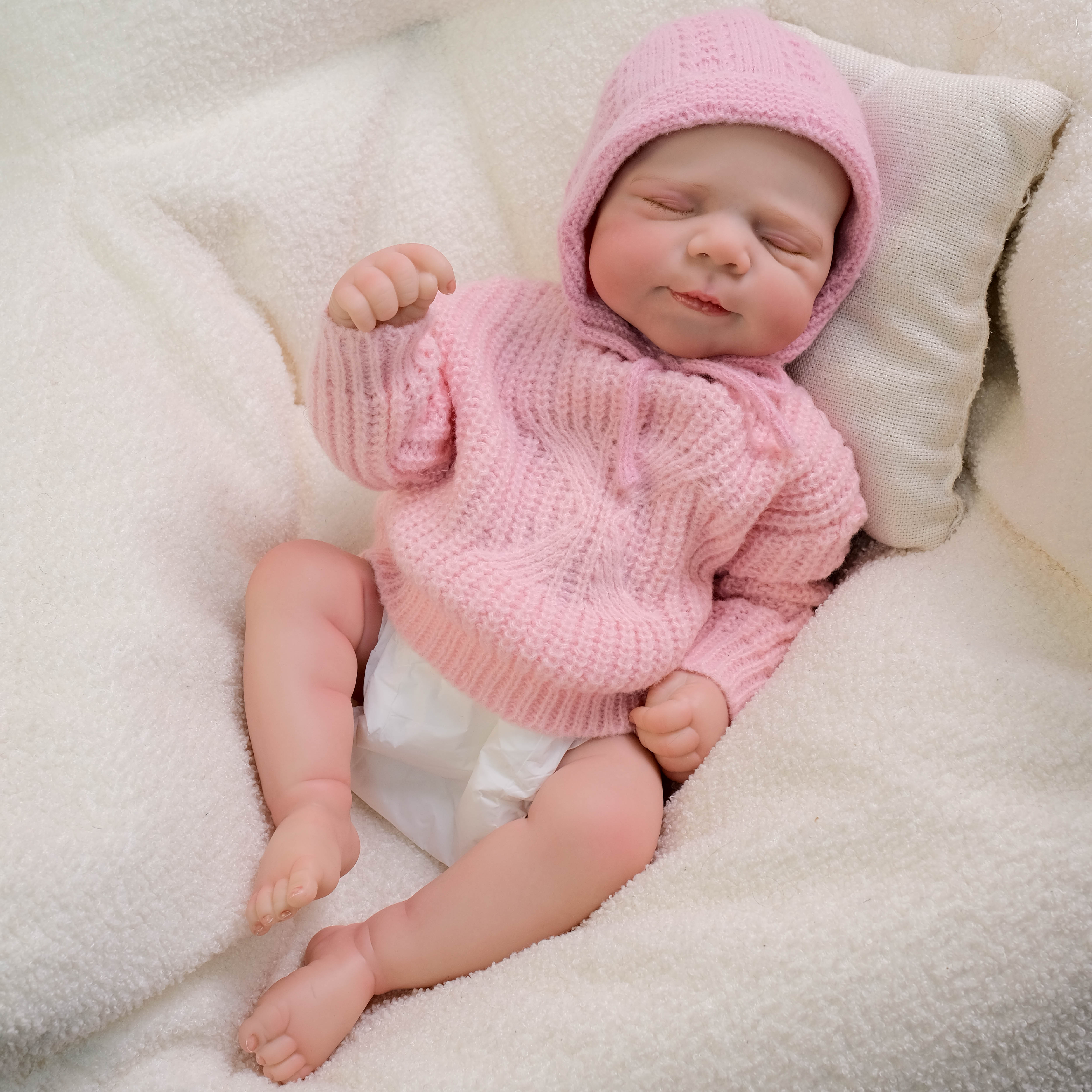 Lifelike Reborn Baby Doll - 18in Full Vinyl Unisex Newborn Doll, Handmade Painted Hair, Washable Collector Display Toy, Child Birthday Gift