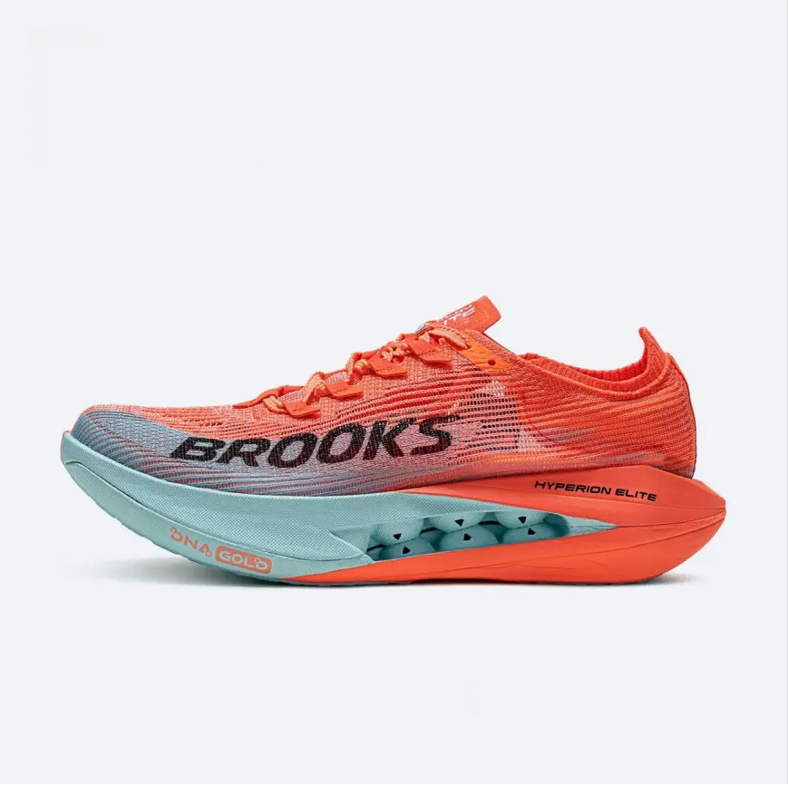 Red-Cyan 2-Tone Carbon Plate Racing Sneakers, Brand-New Breathable Knit Mesh Trainers with Shock-Absorbing Cushion, Lightweight Speed Footwear for Track Marathons, Multi-Size Sports Shoes