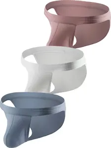 Men's Triangle Underwear Set, Low Waist Ultra-Thin Breathable Ice Silk Bikini Bottoms, Elastic Trendy Sports Comfort Shorts